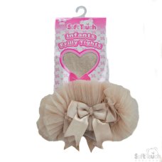 GT62-BE: Beige Frilly Tights (NB-24 Months)